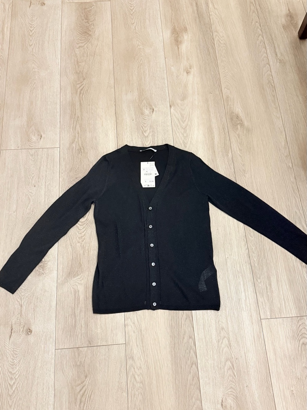 Zara Black V-Neck Button Front Cardigan